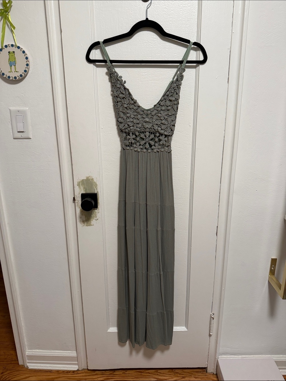 LA MIEL Sage Crochet Bodice Maxi Dress